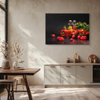 cuadro canvas jugos y frutas huerto rojo horizontal