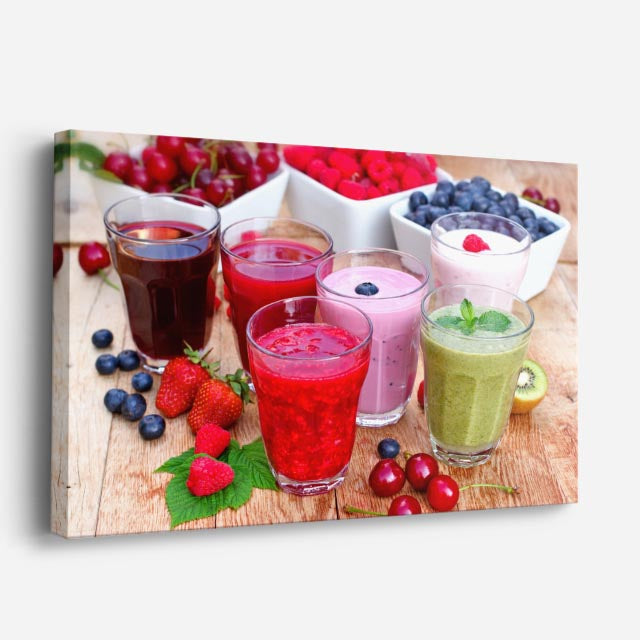 cuadro canvas jugos y frutas smoothies del dia horizontal