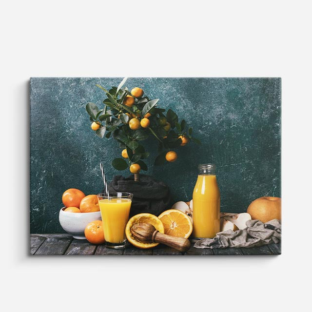 cuadro canvas jugos y frutas rincon de naranjas horizontal