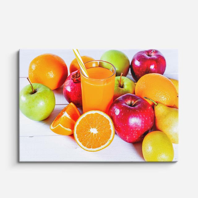 cuadro canvas jugos y frutas cosecha vitaminica horizontal