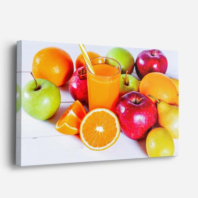 cuadro canvas jugos y frutas cosecha vitaminica horizontal