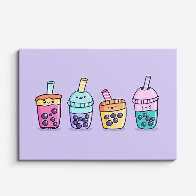 cuadro canvas jugos y frutas bubble tea pop horizontal