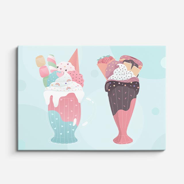 cuadro canvas malteadas y postres helado pastel horizontal