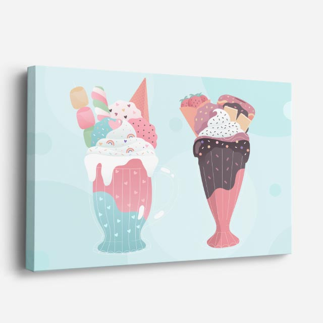 cuadro canvas malteadas y postres helado pastel horizontal