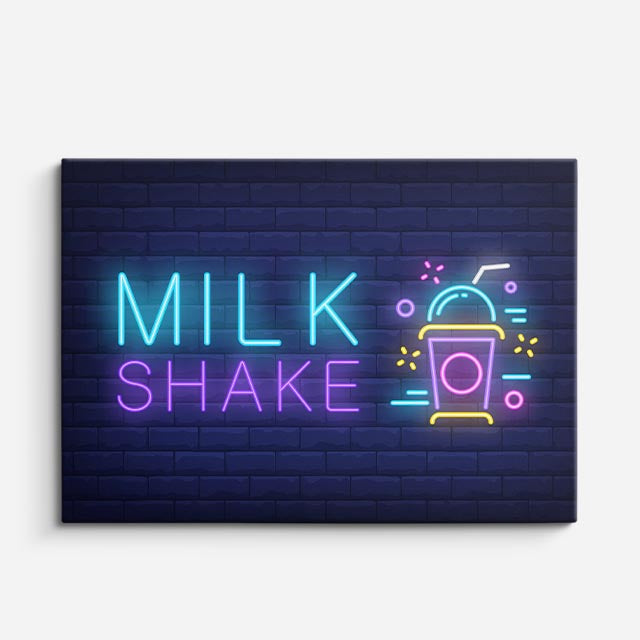 cuadro canvas malteadas y postres neon milkshake horizontal