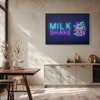 cuadro canvas malteadas y postres neon milkshake horizontal