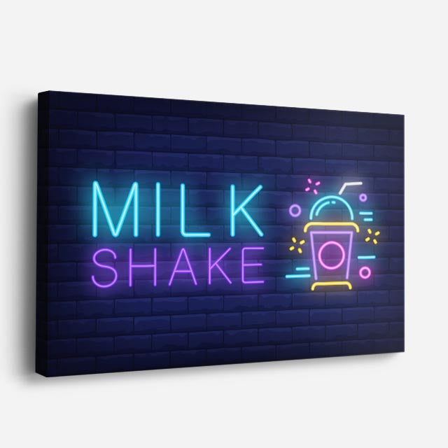 cuadro canvas malteadas y postres neon milkshake horizontal