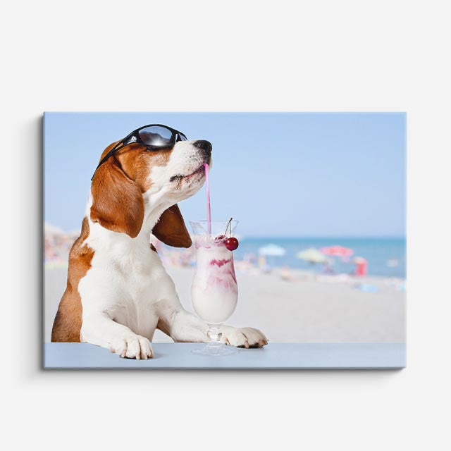 cuadro canvas malteadas y postres perro y malteada horizontal