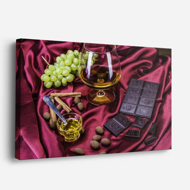 cuadro canvas malteadas y postres vino y chocolate horizontal
