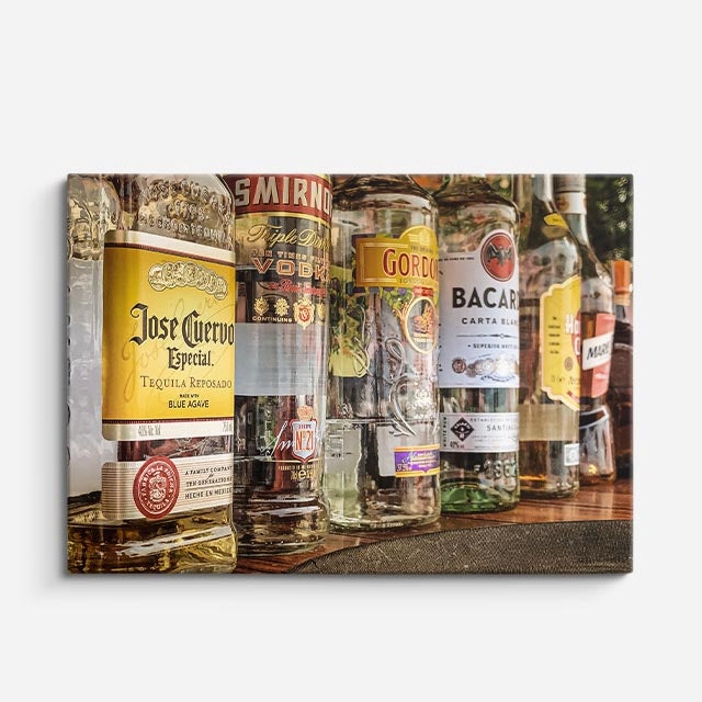 cuadro canvas cócteles y licores whisky premium horizontal