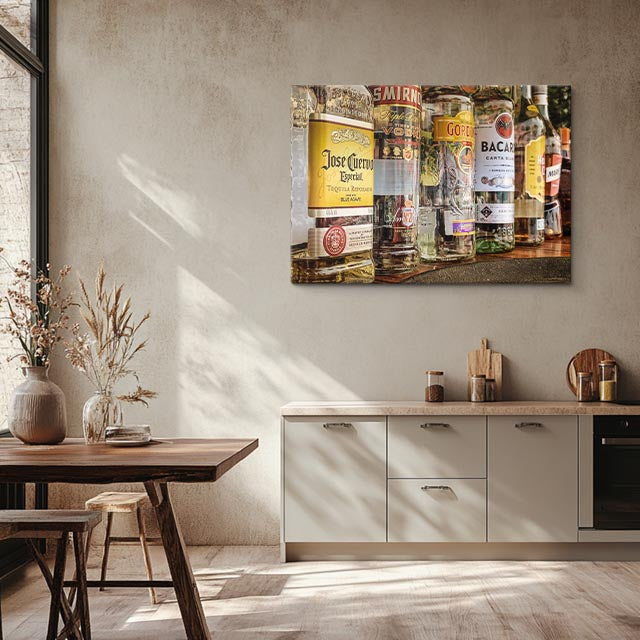 cuadro canvas cócteles y licores whisky premium horizontal