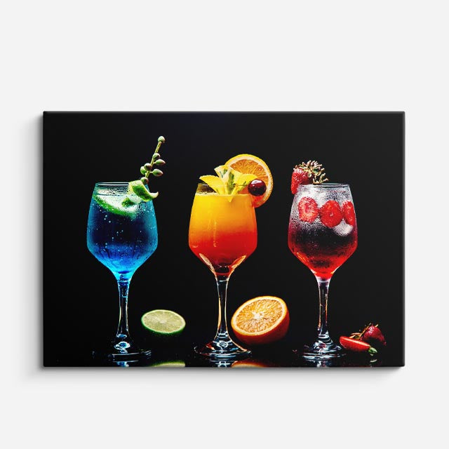 cuadro canvas cócteles y licores cocteles neon horizontal