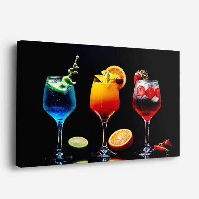 cuadro canvas cócteles y licores cocteles neon horizontal