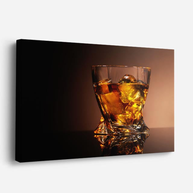 cuadro canvas cócteles y licores whisky ambar horizontal