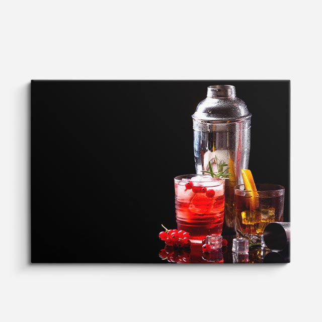 cuadro canvas cócteles y licores shaker rojo horizontal