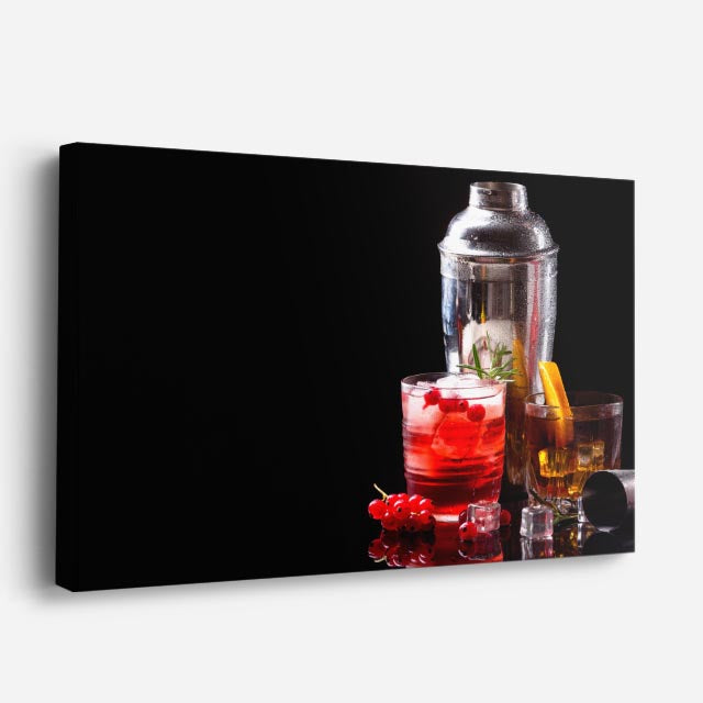 cuadro canvas cócteles y licores shaker rojo horizontal