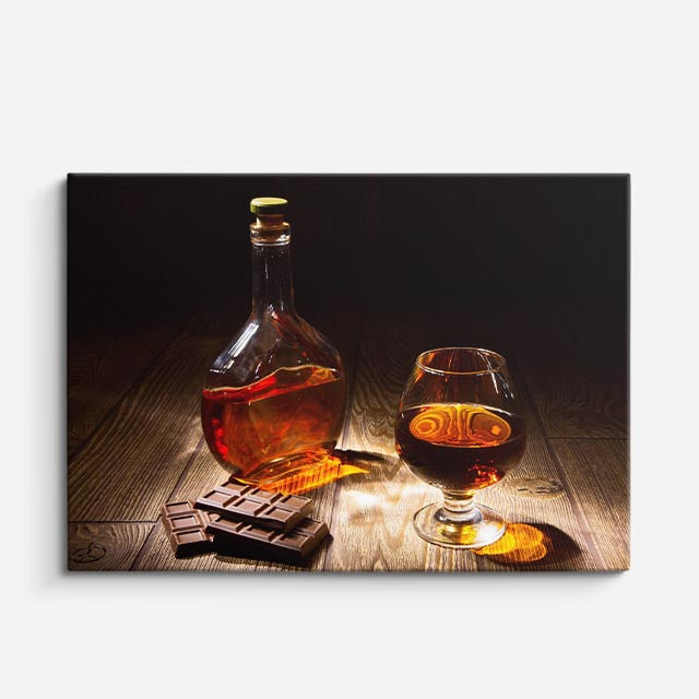 cuadro canvas cócteles y licores reserva elegante horizontal