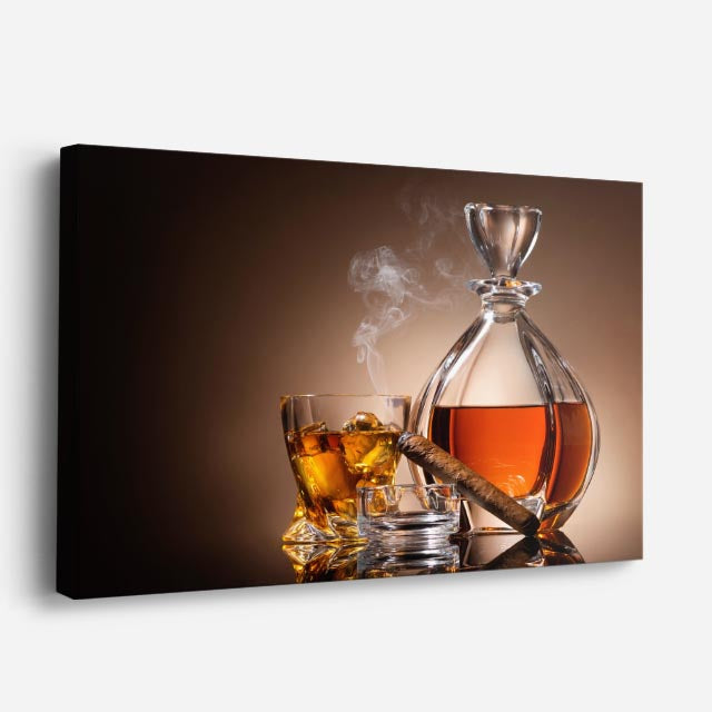 cuadro canvas cócteles y licores reloj de licor horizontal