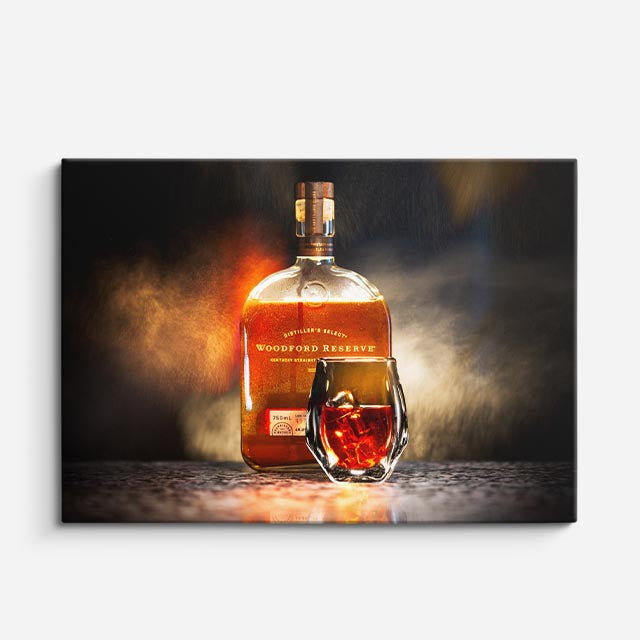 cuadro canvas cócteles y licores brillo de whisky horizontal
