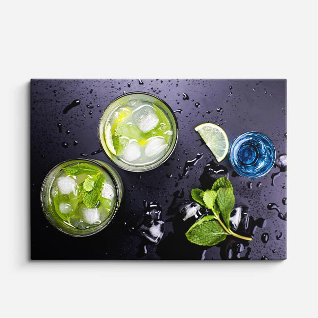 cuadro canvas cócteles y licores gin tonico verde horizontal