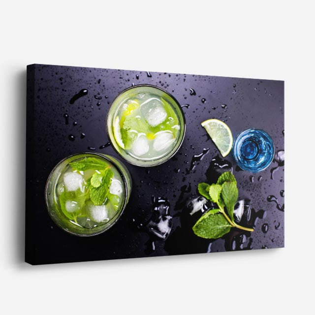 cuadro canvas cócteles y licores gin tonico verde horizontal
