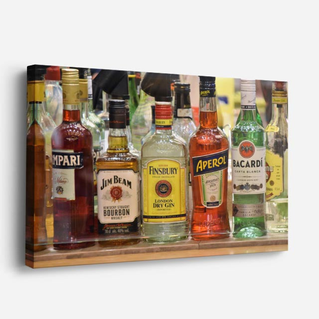cuadro canvas cócteles y licores barra ilustrada horizontal