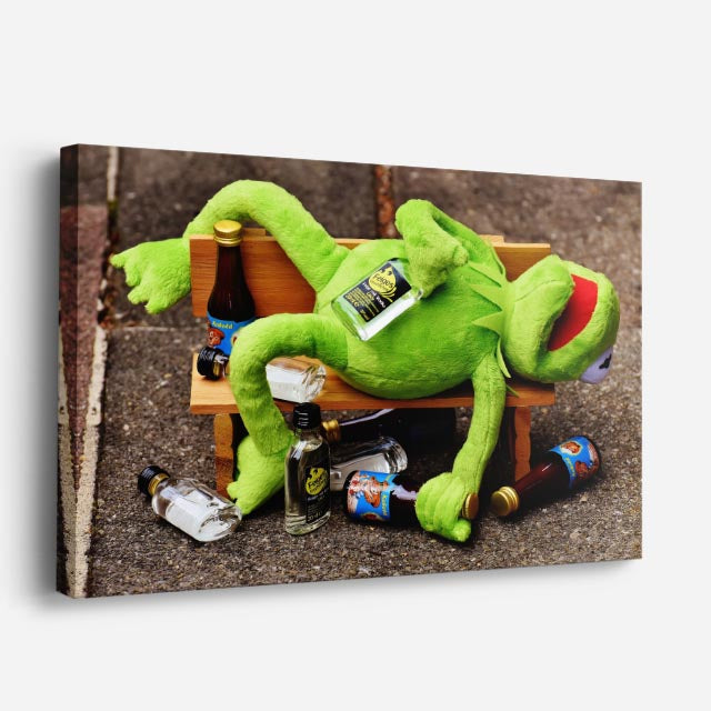 cuadro canvas cócteles y licores rana de fiesta horizontal