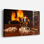 cuadro canvas cócteles y licores whisky y fuego horizontal