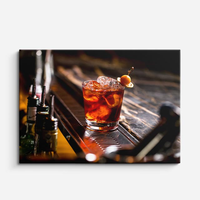 cuadro canvas cócteles y licores negroni oscuro horizontal