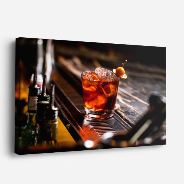 cuadro canvas cócteles y licores negroni oscuro horizontal