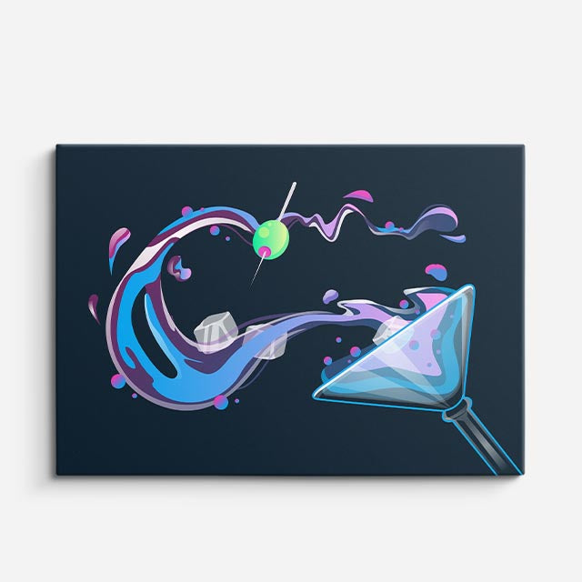 cuadro canvas cócteles y licores martini splash horizontal