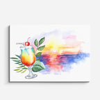 cuadro canvas cócteles y licores coctel acuarela horizontal