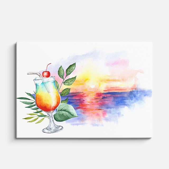 cuadro canvas cócteles y licores coctel acuarela horizontal