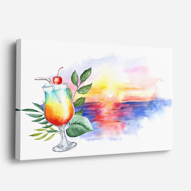 cuadro canvas cócteles y licores coctel acuarela horizontal