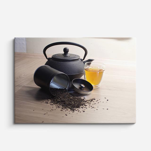 cuadro canvas té e infusiones tetera negra horizontal