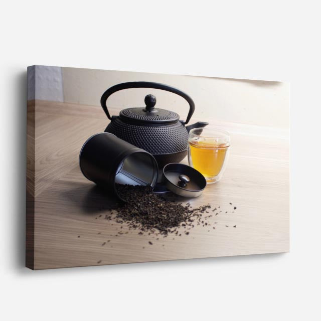 cuadro canvas té e infusiones tetera negra horizontal