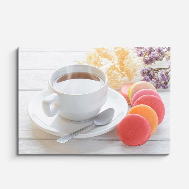cuadro canvas té e infusiones te y macarons horizontal
