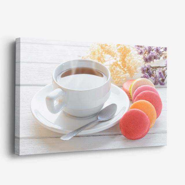 cuadro canvas té e infusiones te y macarons horizontal