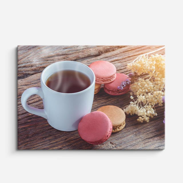 cuadro canvas té e infusiones te con macarons horizontal