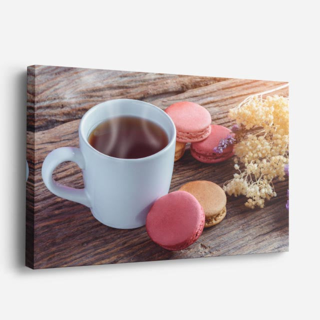 cuadro canvas té e infusiones te con macarons horizontal