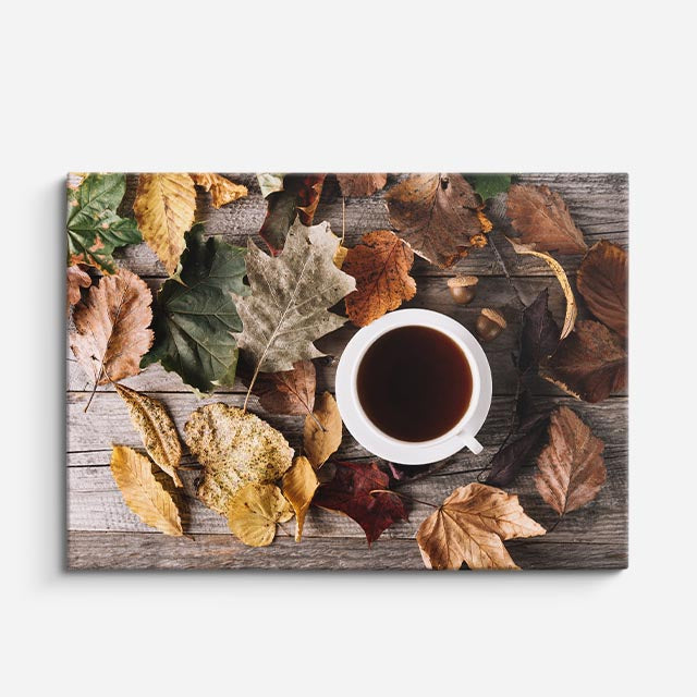 cuadro canvas té e infusiones otono en taza horizontal