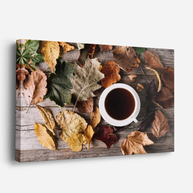 cuadro canvas té e infusiones otono en taza horizontal
