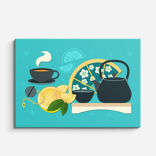 cuadro canvas té e infusiones te ilustrado horizontal