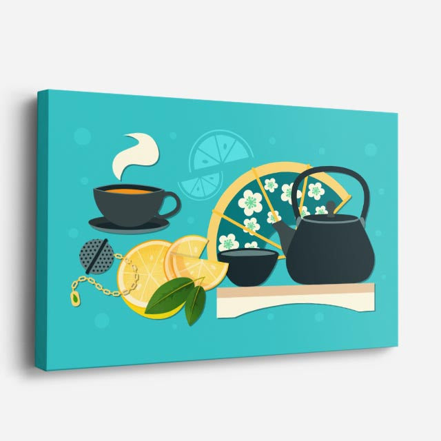 cuadro canvas té e infusiones te ilustrado horizontal