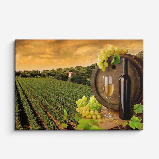 cuadro canvas vino vinedo dorado horizontal