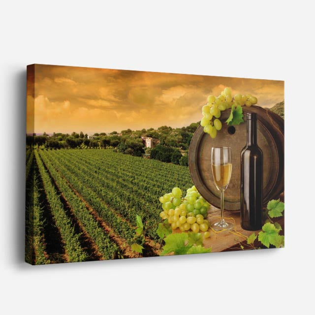 cuadro canvas vino vinedo dorado horizontal