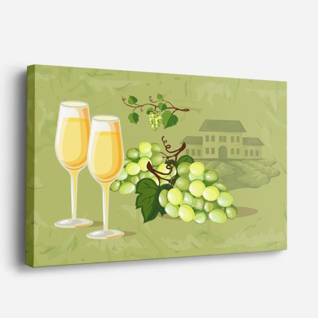 cuadro canvas vino brindis verde horizontal