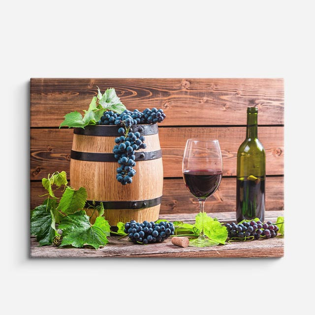 cuadro canvas vino vino y uvas horizontal