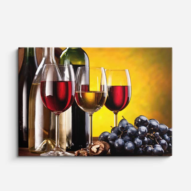 cuadro canvas vino copa de colores horizontal