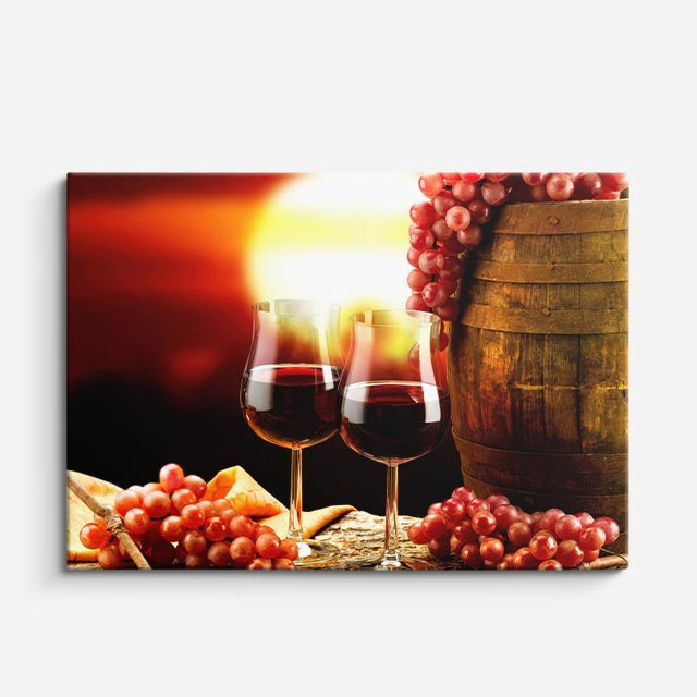 cuadro canvas vino atardecer de vino horizontal